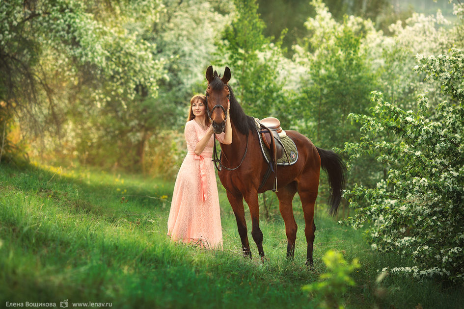 фотосессия для девушки прортретная на природе с лошадью
